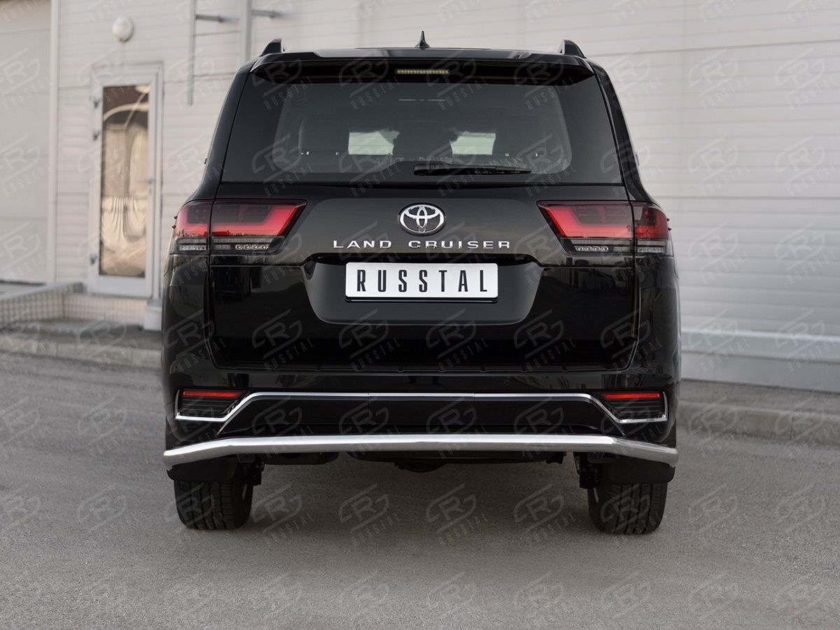 Защита RusStal заднего бампера d63 секции для Toyota Land Cruiser 300 70th Anniversary 2021-2026. Артикул TLCZ-003640
