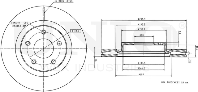 Диск тормозной (Unio). Артикул BRD-20182