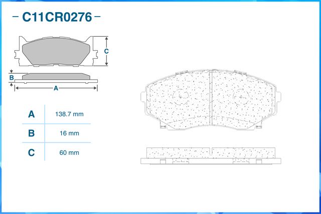 Колодки тормозные передние (Low Metallic) (Cworks). Артикул C11CR0276