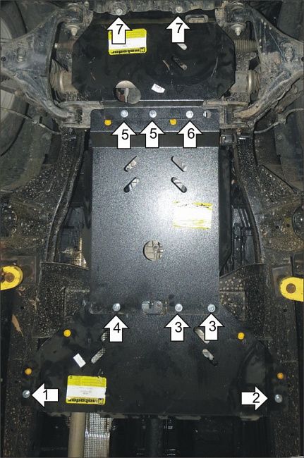 Защита Мотодор для двигателя, ПД, КПП и РК Ford Ranger III 2006-2012. Артикул 10705