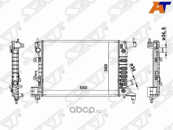 AT_Радиатор CHEVROLET AVEO 1.21.4 11-COBALT 13- (SAT). Артикул CV0011AT