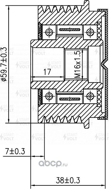 Муфта генератора обгонная StartVOLT для Ford Mondeo III 2000-2007. Артикул SGP 1016