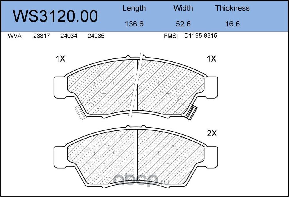 Колодки тормозные дисковые | перед | (Jeenice). Артикул WS3120.00