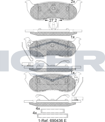 Тормозные колодки Icer для Jeep Wrangler II (TJ) 1996-2007. Артикул 182255