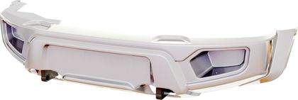 Бампер передний АВС-Дизайн для УАЗ Pickup 2005-2024 с лифтом 0-65 мм. БАЗОВЫЙ, без оптики, белый. Артикул ABC.UAZ.FB.01W
