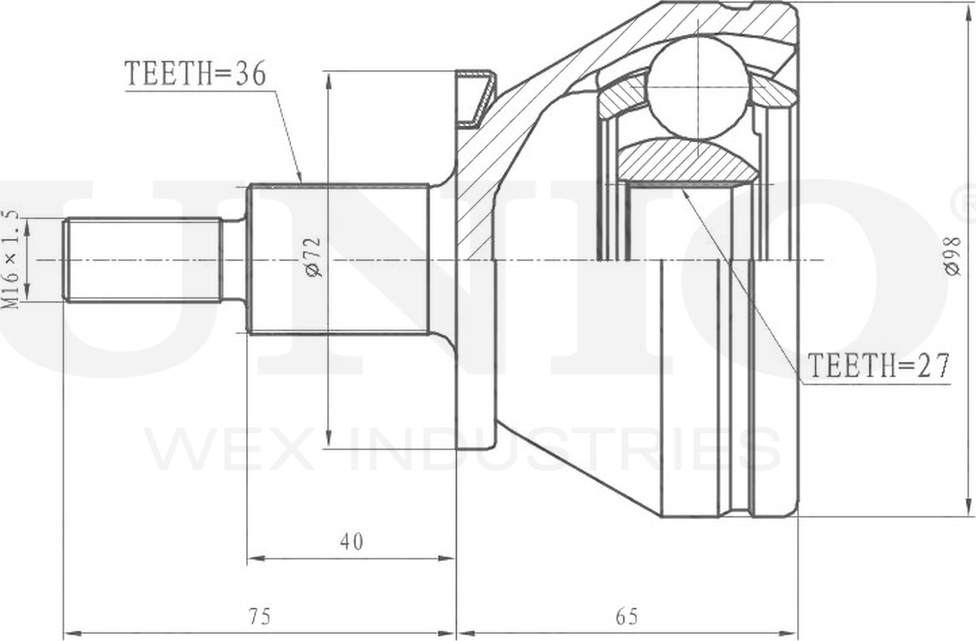 ШРУС наружный (Unio). Артикул CVJ-20328