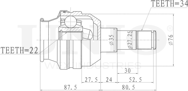 ШРУС внутренний (Unio). Артикул CVJ-30191