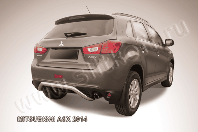 Защита Slitkoff заднего бампера d57 скоба для Mitsubishi ASX 2012-2016. Артикул MAS14-016