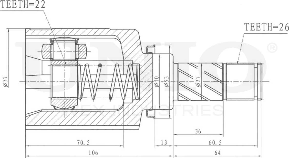 ШРУС наружный (Unio). Артикул CVJ-20322