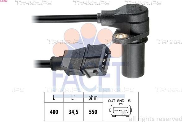 Датчик положения коленвала Facet Made in Italy - OE Equivalent для Fiat Coupe 1996-2000. Артикул 9.0222