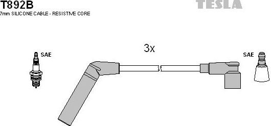 Высоковольтные провода (провода зажигания) (комплект) Tesla. Артикул T892B