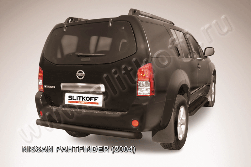 Защита Slitkoff заднего бампера d76 ЧЕРНАЯ матовая для Nissan Pathfinder R51 2004-2010. Артикул NIP011B