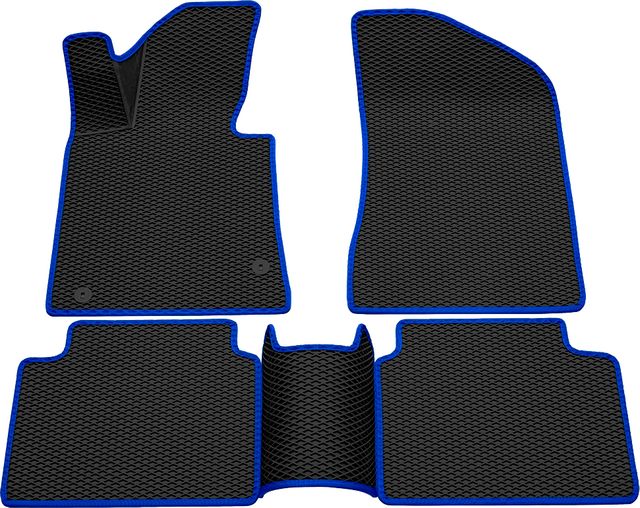 Коврики Rezkon 3D EVA Ромб резиновые для салона Kia K5 2020-2026 Синий кант. Артикул 9221065103