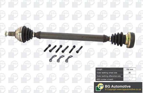 Полуось (привод в сборе, приводной вал) BGA. Артикул DS9627R