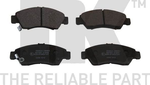 Тормозные колодки NK передние для Honda Capa 1998-2002. Артикул 222625