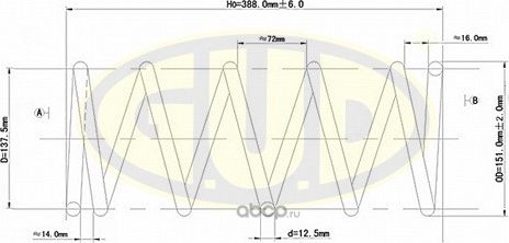 Пружина подвески G.U.D. передняя для Ford Focus I 1998-2004. Артикул GCS027569