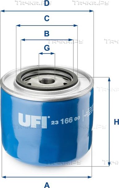 Масляный фильтр UFI для SEAT Ronda 1982-1986. Артикул 23.166.00