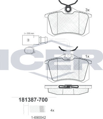 Тормозные колодки Icer. Артикул 181387-700