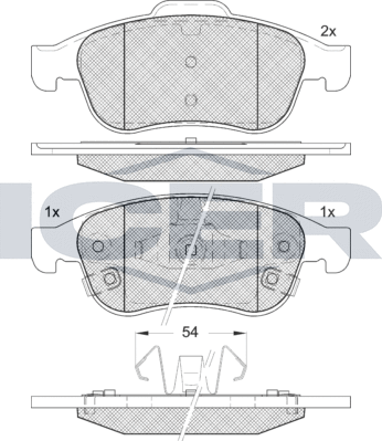 Тормозные колодки Icer передние для Fiat 500X I 2014-2026. Артикул 182228