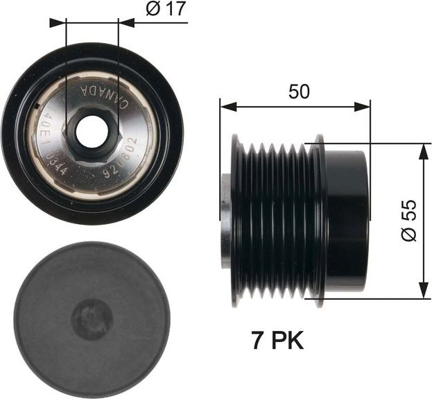 Муфта генератора обгонная Gates DriveAlign® для Toyota Matrix II (E140) 2009-2014. Артикул OAP7017