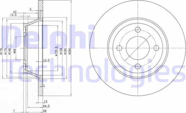 Тормозной диск Delphi передний для Audi 80 V (B4) 1991-1996. Артикул BG2783