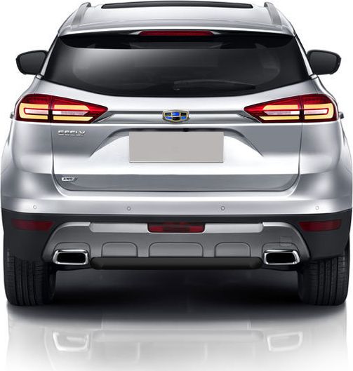 Защита Slitkoff заднего бампера d57 короткая для Geely Atlas 2018-2026 черная. Артикул GEAT09B