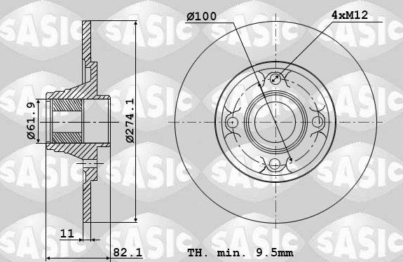 Тормозной диск Sasic задний для Renault Megane I 1998-2003. Артикул 6104022