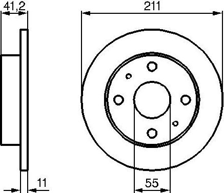 Тормозной диск Bosch передний для Daihatsu Cuore VII (L276) 2007-2011. Артикул 0 986 479 119