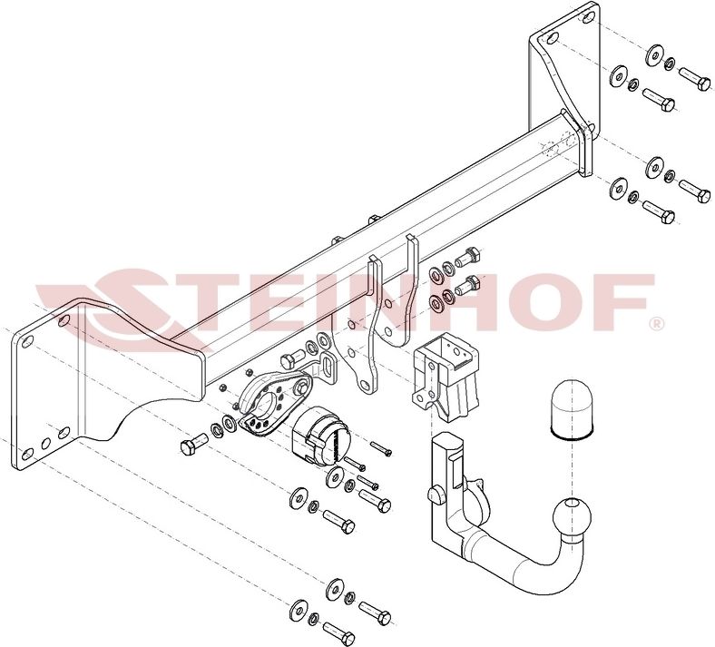 Фаркоп Steinhof для Audi e-tron (GEN), e-tron Sportback (GEA) 2018-2026. Быстросъемный крюк. Артикул A-120