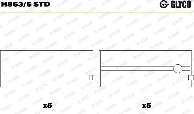Вкладыши коренные Glyco. Артикул H853/5 STD