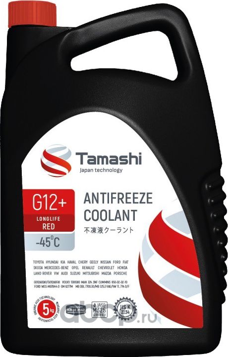 АНТИФРИЗ G12 КРАСНЫЙ ГОТОВЫЙ -40 5л (Tamashi). Артикул AFTR5