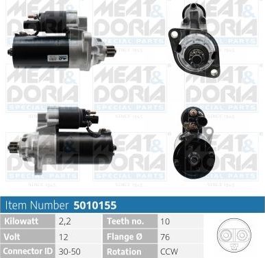 Стартер Meat & Doria для Volkswagen Multivan T5 2003-2009. Артикул 5010155