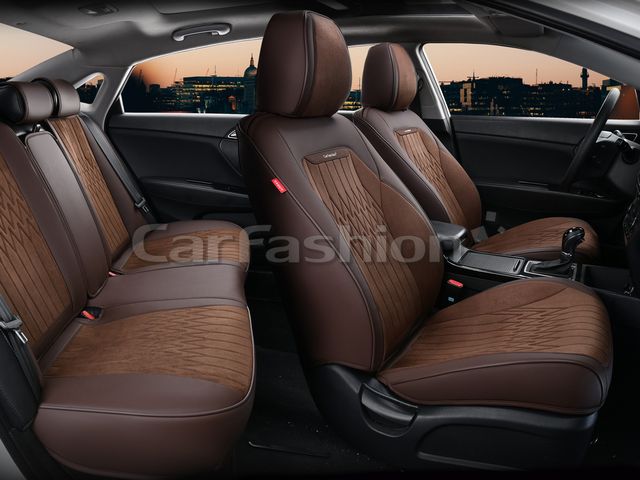 Чехлы универсальные каркасные CarFashion 5D Gothic Plus на сидения авто, цвет Кофе/Кофе/Кофе. Артикул 27294