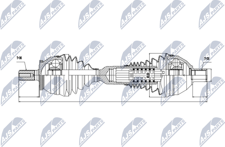 Полуось (привод в сборе, приводной вал) NTY. Артикул NPW-VV-047