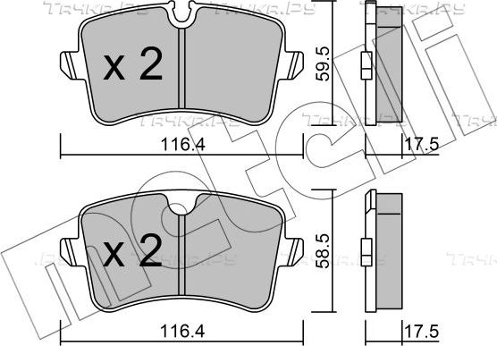 Тормозные колодки Metelli задние для Audi S6 IV (C7) 2012-2018. Артикул 22-0955-0