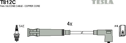 Высоковольтные провода (провода зажигания) (комплект) Tesla. Артикул T812C