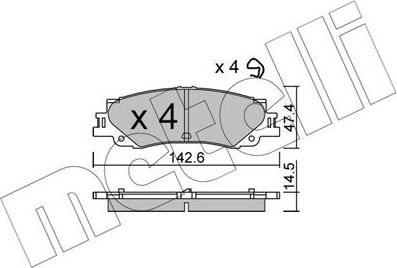 Тормозные колодки Metelli. Артикул 22-1402-0