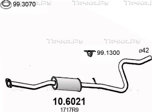 Глушитель (средняя часть) Asso для Citroen C3 I 2002-2010. Артикул 10.6021