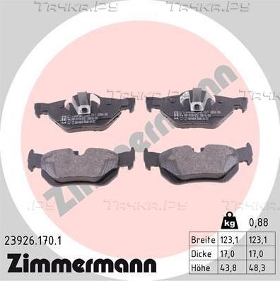 Тормозные колодки Zimmermann задние для BMW 1 I (E81/E82/E87/E88) 2004-2012. Артикул 23926.170.1