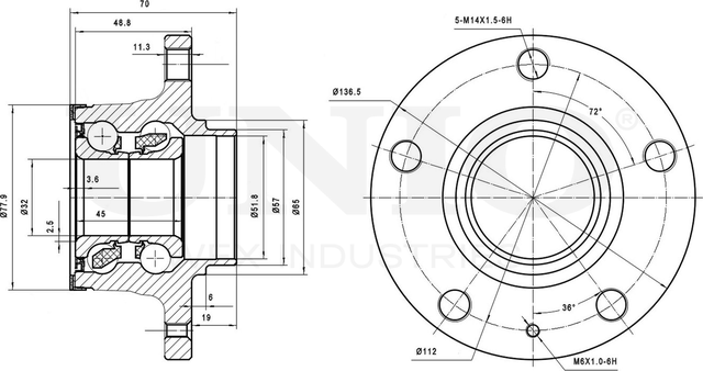 Ступица колеса с интегрированным подшипником (Unio). Артикул HUB-20153