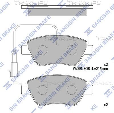 Тормозные колодки Sangsin Hi-Q передние для Fiat 500 II 2007-2026. Артикул SP1201B