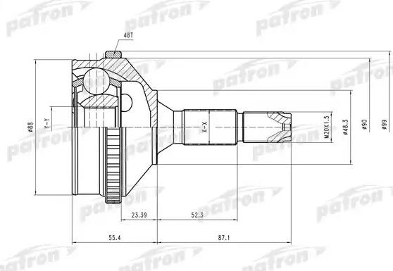 Шрус наружный (граната) Patron для Peugeot 206 1998-2012. Артикул PCV2056