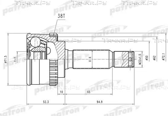 Шрус наружный (граната) Patron для Hyundai Atos 1998-2003. Артикул PCV1406