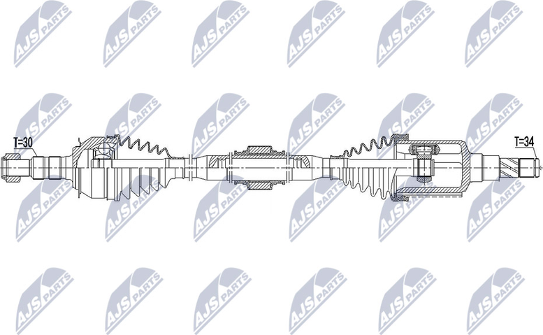 Полуось (привод в сборе, приводной вал) NTY. Артикул NPW-DW-035
