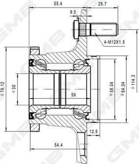 Ступица колеса GMB для Honda Stream I 2001-2006. Артикул GH20290T