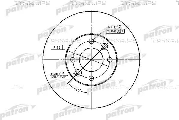 Тормозной диск Patron передний для Renault Laguna I 1993-2001. Артикул PBD1032