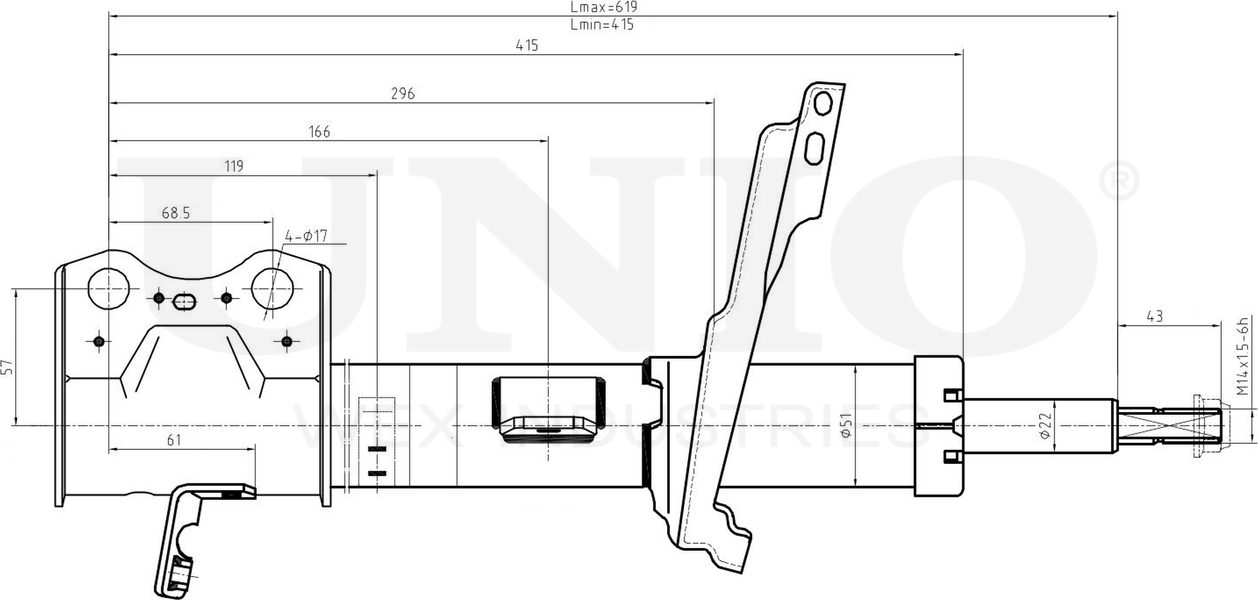 Амортизатор подвески (Unio). Артикул SAB-10238