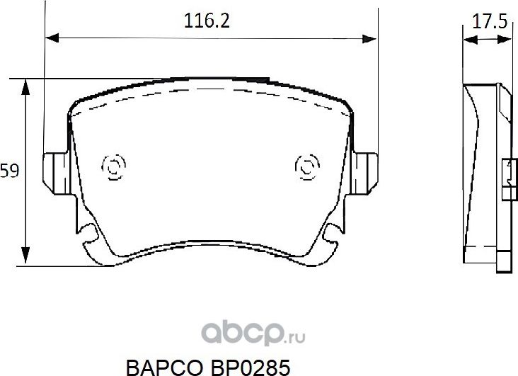 Колодки тормозные дисковые BP0285 задние, комплект, (Bapco) Bapco. Артикул BP0285