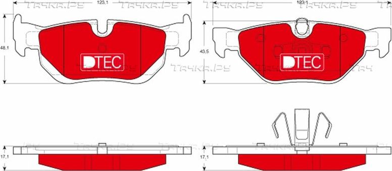 Тормозные колодки TRW DTEC COTEC задние для BMW X1 I (E84) 2009-2015. Артикул GDB1626DTE