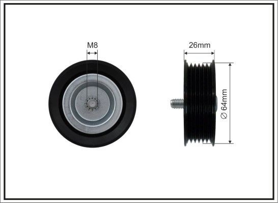 Направляющий (ведущий) ролик приводного поликлинового ремня Caffaro (полимерный материал). Артикул 443-22